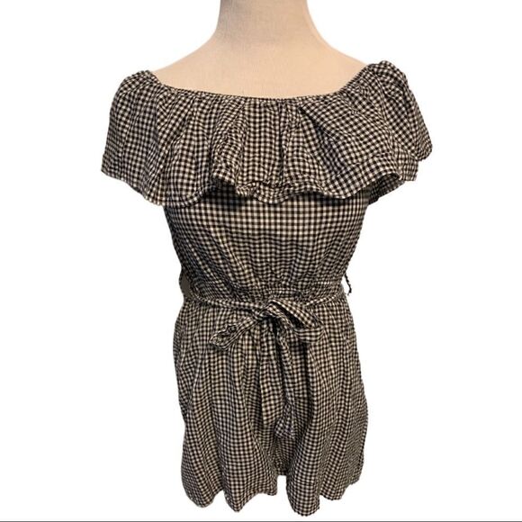 Parisian B&W Off the Shoulder Romper Sz 10 - Picture 1 of 6